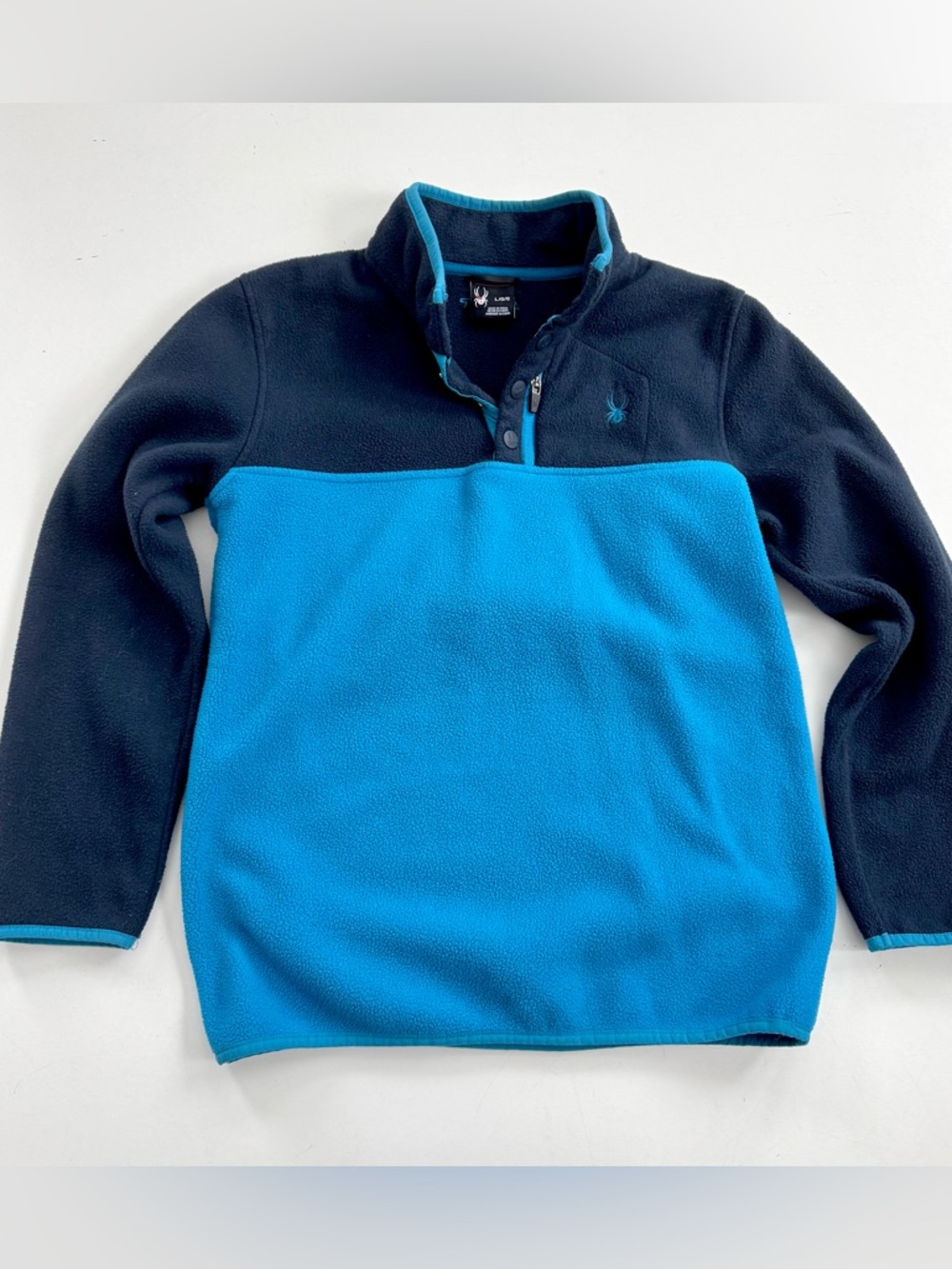 Spyder Thick Fleece Blue/Navy Pullover Jacket Boys Size Large
